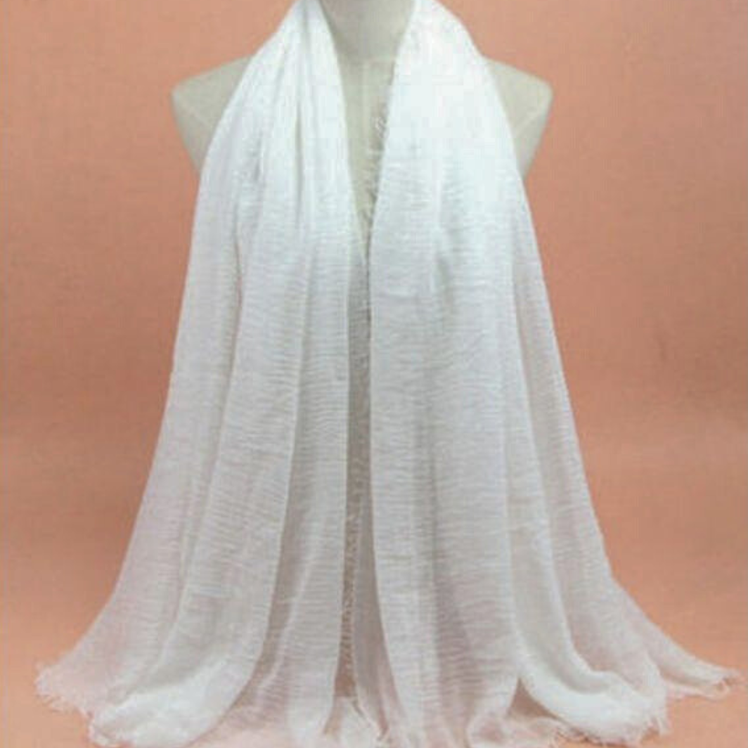 White Luxury Crinkle Chiffon Dupatta  for Women & Girls