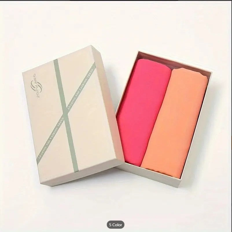 2 Bundle Hot Pink & Nude Peach Luxury Chiffon Hijab for Women & Girls