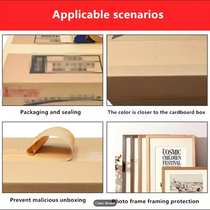Large Roll Heavy-Duty Kraft Paper Tape – Extra Strong Adhesive, No Residue, Easy Tear Packaging & Shipping Tape