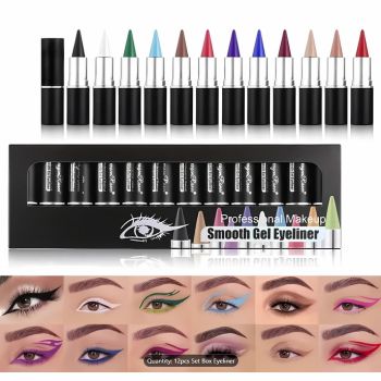 Color Gel Eyeliner Lipsticks– Long-Lasting Waterproof Eyeliner & Lip Liner Set | Black, White, Brown & Multicolor Gel Eyeliner lipsticks