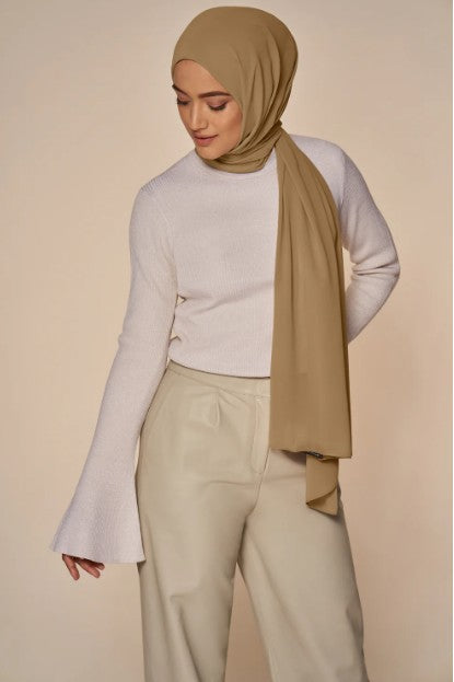 CAMEL Luxury Chiffon Hijab for Women & Girls – Lightweight, Elegant, Non-Slip Georgette Scarf | Free Gift Included