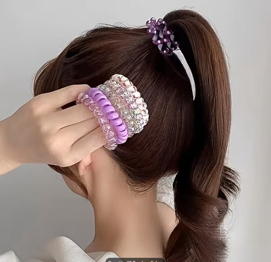 Candy-Colored Spiral Hair Ties for Women – Telephone Wire Elastic Phone Cord Hair Bands | Stylish, Tangle-Free & Gentle Hair Accessories