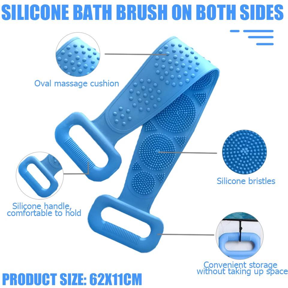Silicone Back Bath Shower Wash Body Belt Brush Bath Towel Exfoliating Body Brush For Bathroom Accessories Nylon Towel Body
