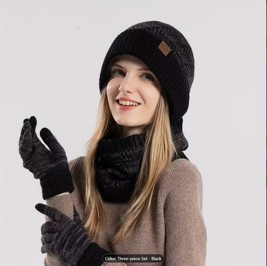 Winter Hat & Scarf Set for Women – High Elasticity, Thickened Warm Knit Beanie