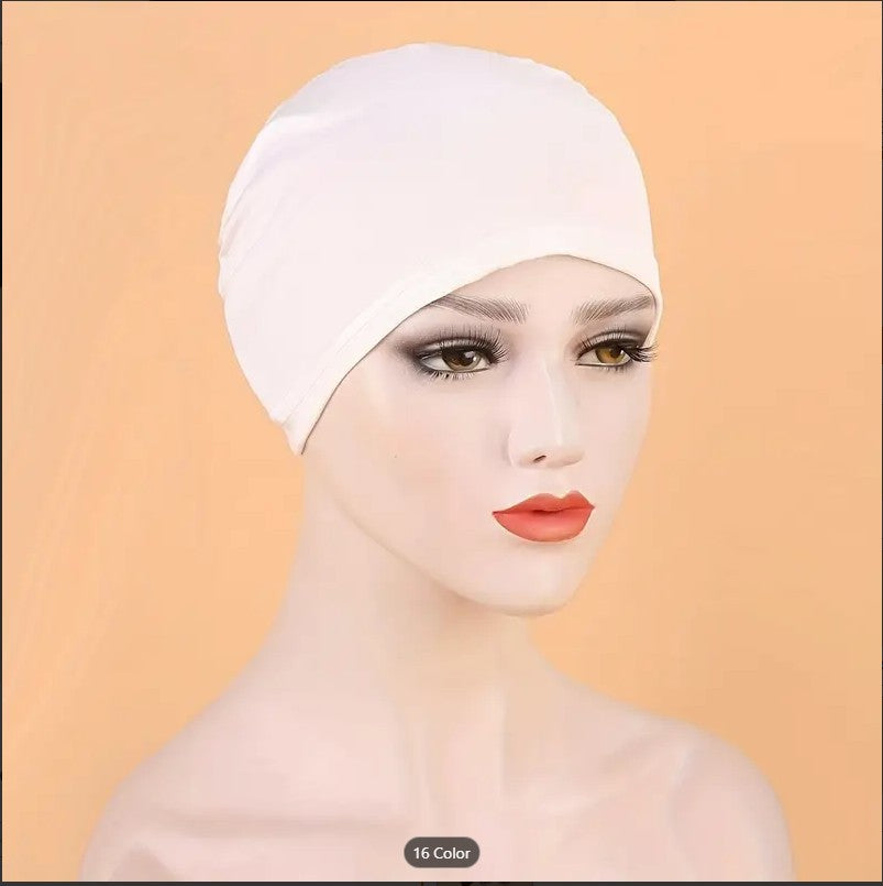 White Cap Luxury Chiffon Hijab for Women & Girls