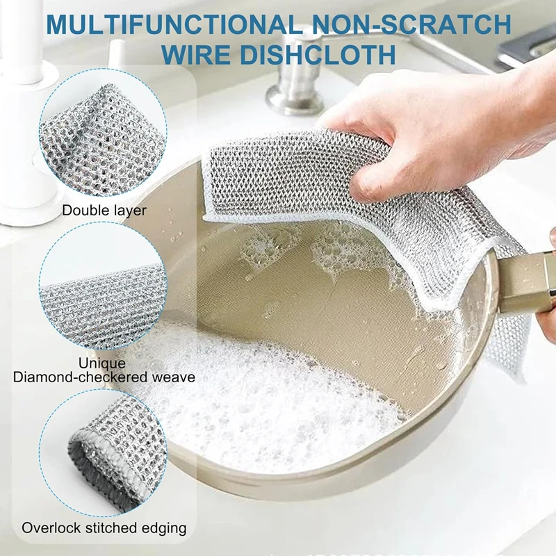 Magic Dishcloth – Metal Wire Cleaning Cloth for Kitchen, Pots & Silver Dish Washing