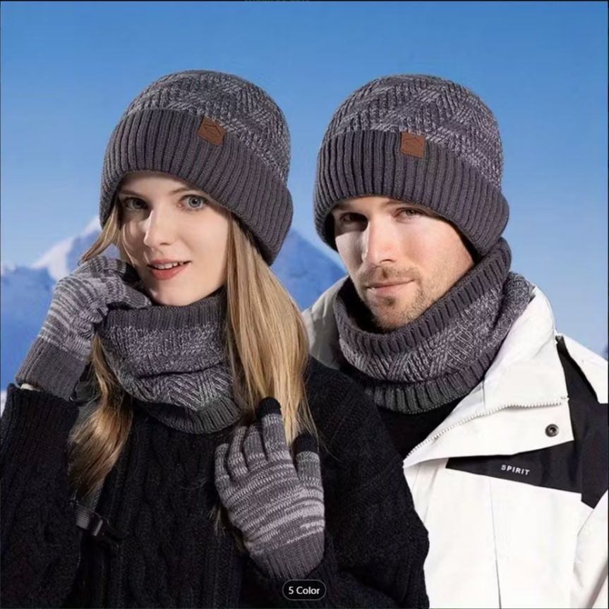 Winter Hat & Scarf Set for Women – High Elasticity, Thickened Warm Knit Beanie
