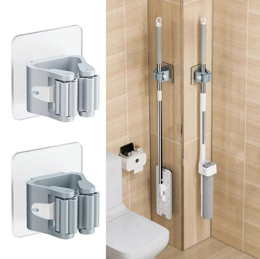 Easy-Install Wall-Mounted Mop & Broom Holder