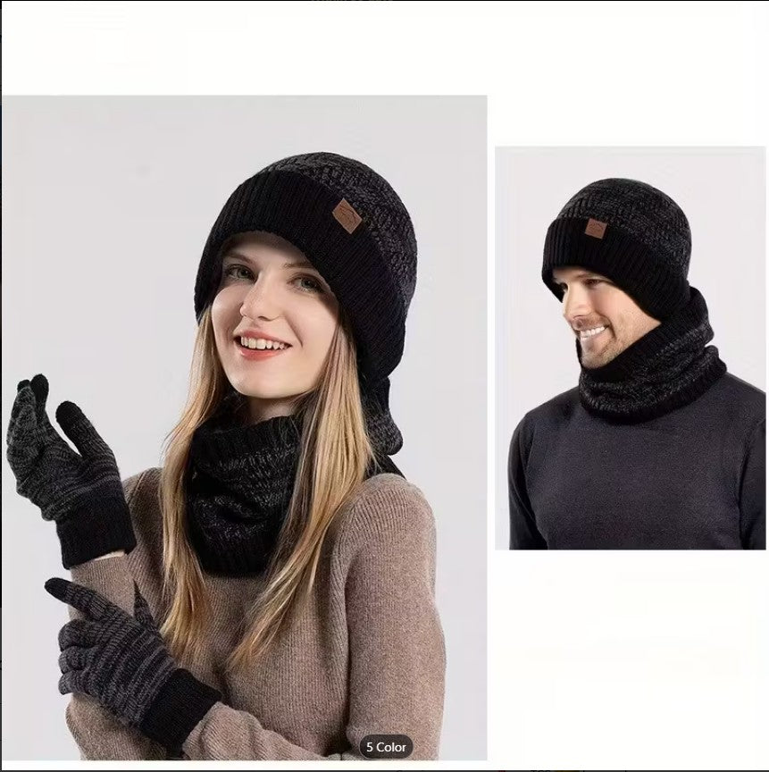 Winter Hat & Scarf Set for Women – High Elasticity, Thickened Warm Knit Beanie