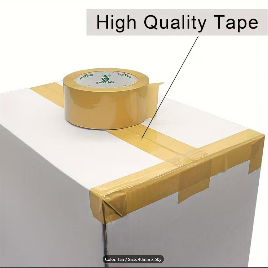 Large Roll Heavy-Duty Kraft Paper Tape – Extra Strong Adhesive, No Residue, Easy Tear Packaging & Shipping Tape