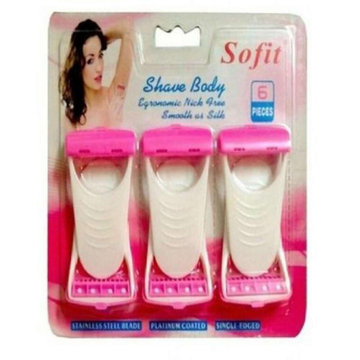 Sofit Pack of 6 pieces Razor set for Womens under Arm - Platinum coated single edged Razor