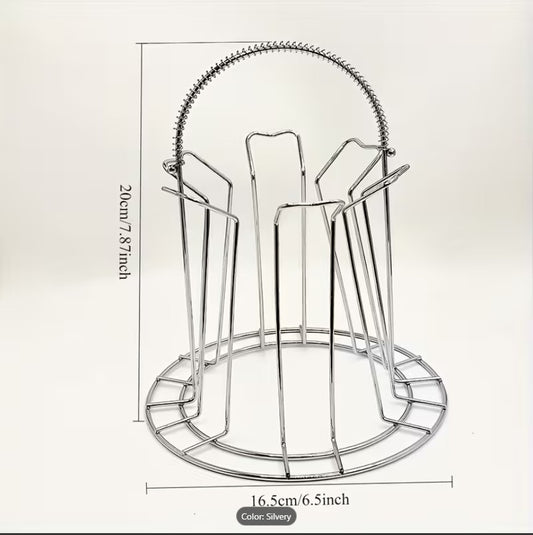 Stainless Steel Glass / Cup Storage Rack – Multi-Compartment Draining & Drying Stand for Mugs and Glasses (with out glasses & cups )