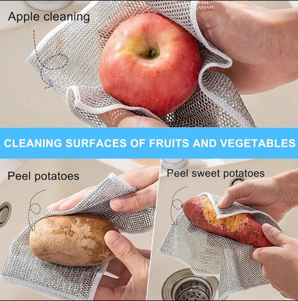Magic Dishcloth – Metal Wire Cleaning Cloth for Kitchen, Pots & Silver Dish Washing