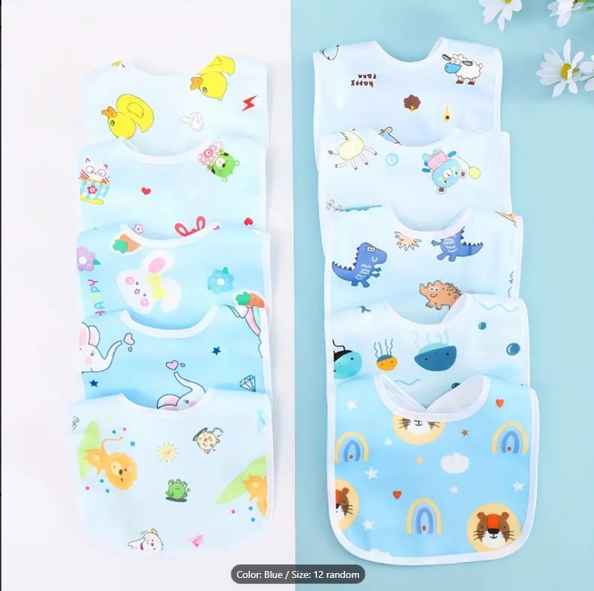 PACK OF 6 U-Shaped Absorbent Saliva Towel | Newborn Feeding Drool Bib & Burp Cloth Scarf for Boys & Girls-Random Color Baby Bib