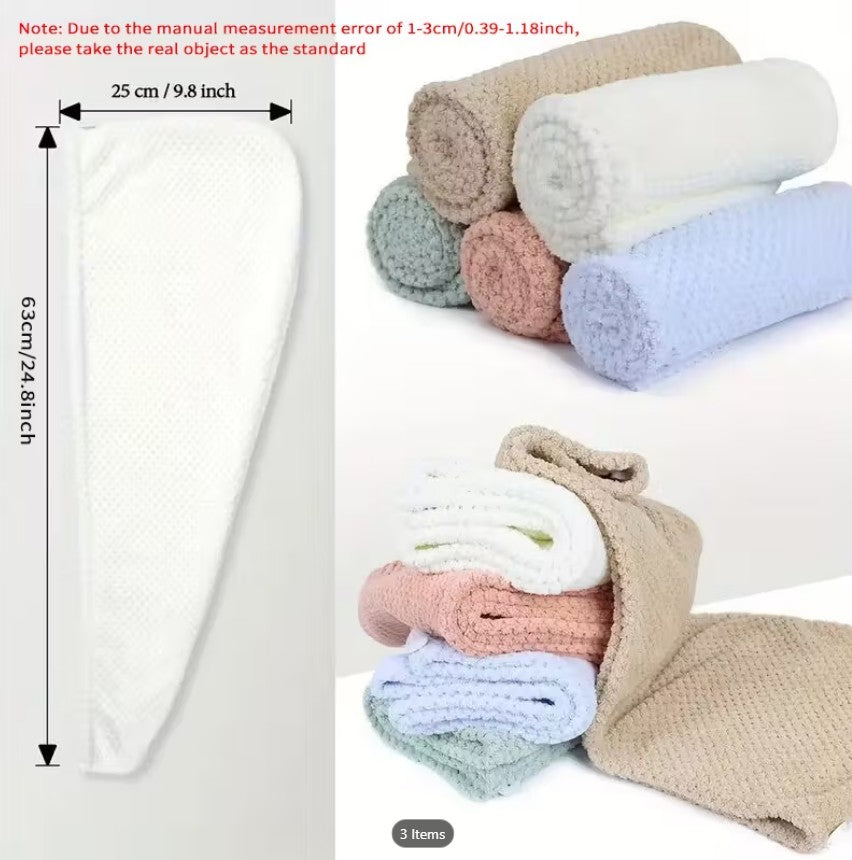 Quick-Dry Microfiber Hair Towel – Ultra Soft Turban Head Wrap for Women