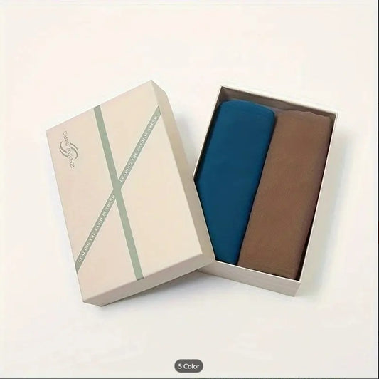 2 Bundle Brown & Peacock Luxury Chiffon Hijab for Women & Girls