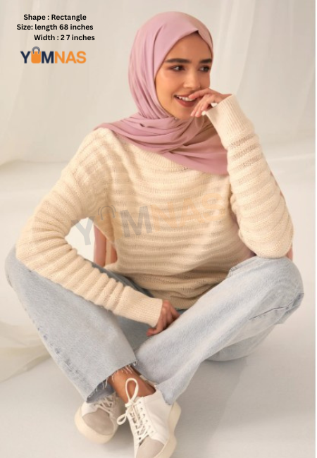 NUDE LILAC Luxury Chiffon Hijab for Women & Girls – Lightweight, Elegant, Non-Slip Georgette Scarf | Free Gift Included