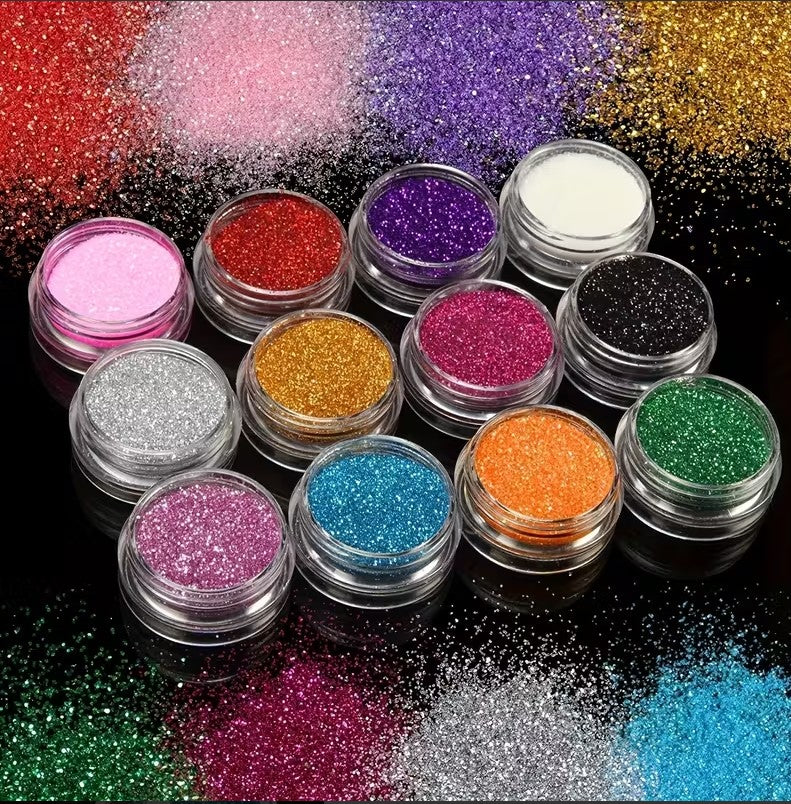 12 Vibrant Metallic Glitter Shades Eyeshadow Palette |