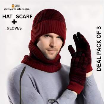 3PCS Winter Hat & Scarf Set for Women