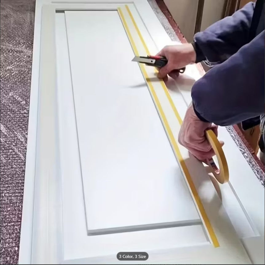 PACK OF 3 Self-Adhesive Tile Stickers & Seam Sealing Tape – Waterproof Golden & Silvery Floor, Wall, and Corner Trim Decoration 
