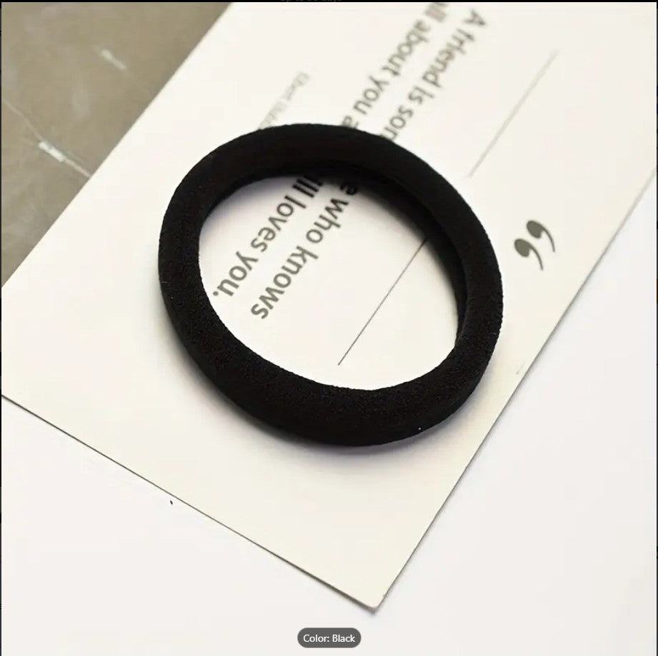 6 Pcs Black High-Elasticity Seamless Hair Ties for Women