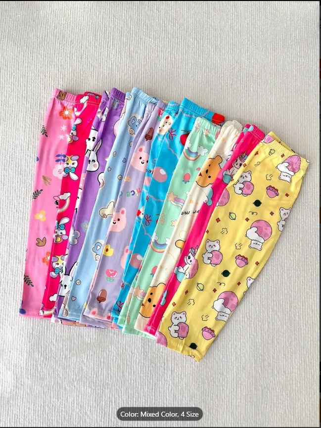 Pack of 4 Kids Casual Winter Pajamas – Multicolor Warm Pajama Pants for Newborn & Baby | Cozy Flame-Retardant Fabric, Elastic Waist & Machine Washable