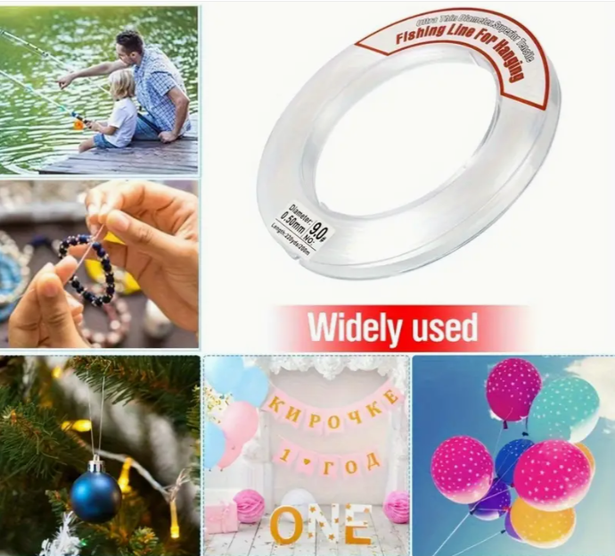 Pack of 1pc, about 20-80ft long, Fish Wire, Nylon String Thread, Nylon Fish line, DIY Customize Art & Craft.