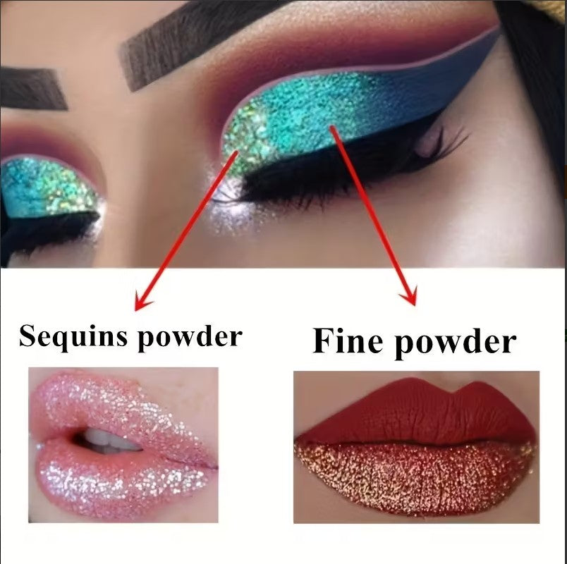 12 Vibrant Metallic Glitter Shades Eyeshadow Palette |
