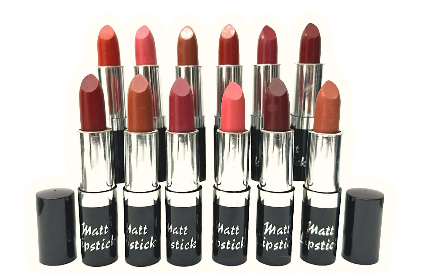12 Matte Lipsticks – Highly Pigmented, Smooth Texture & Long-Lasting Matte Finish | Multicolor Lip Shades for Bold & Professional Makeup Looks