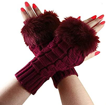 Women’s Plush Fleece-Lined Half-Finger Gloves