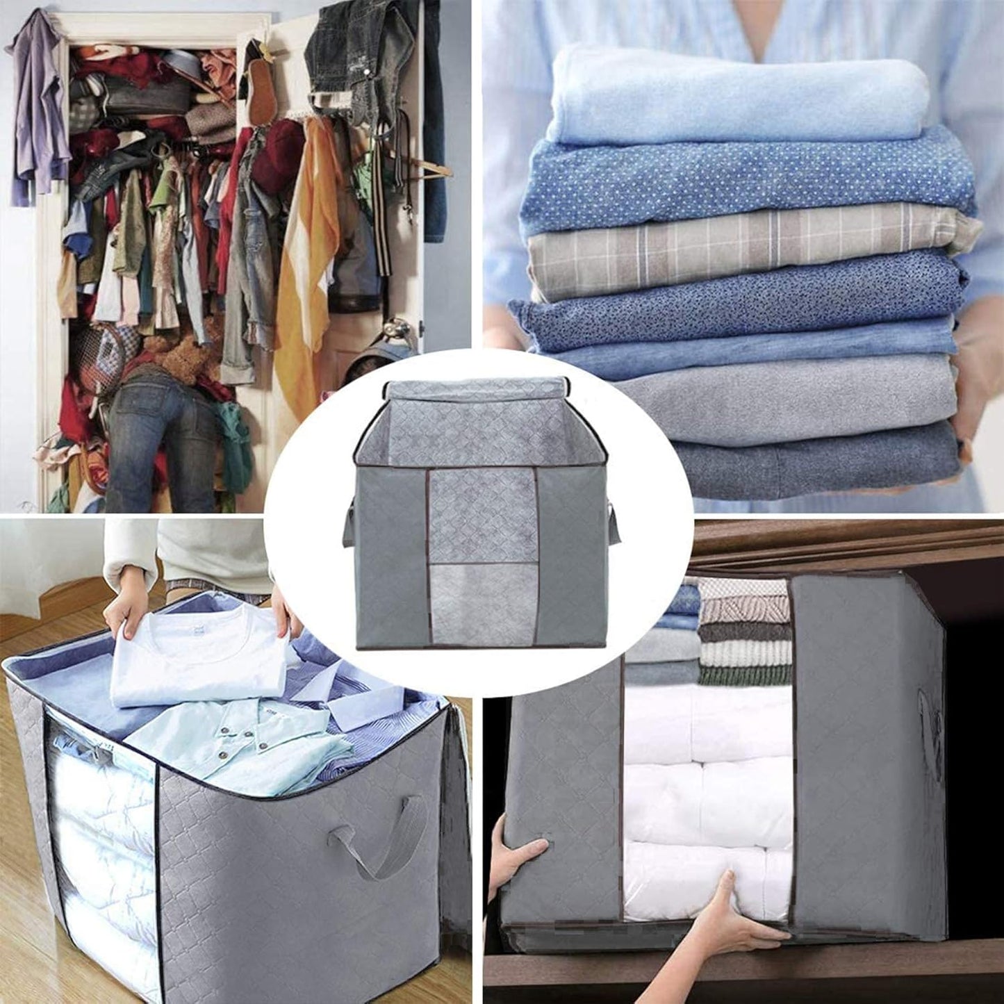 Pack of 3 Foldable Clothes Storage Bag
