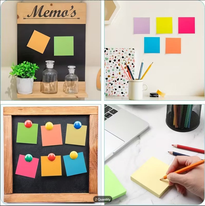 12 COLOUR PACK Vibrant Neon Sticky Notes Set
