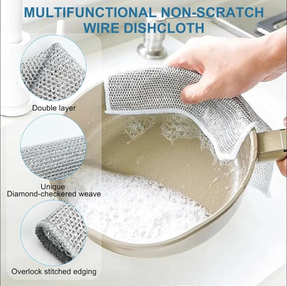 Magic Dishcloth – Metal Wire Cleaning Cloth for Kitchen, Pots & Silver Dish Washing