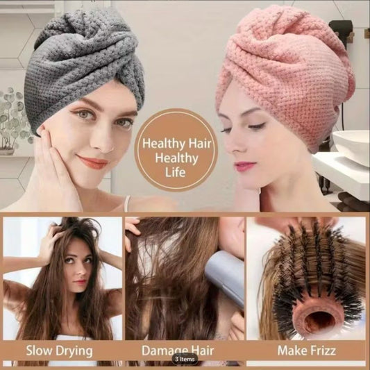 Quick-Dry Microfiber Hair Towel – Ultra Soft Turban Head Wrap for Women