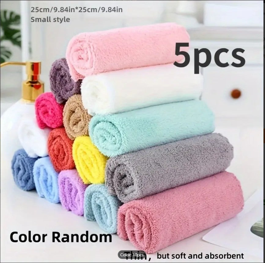 PACK OF 10 Premium Small Hand Towels & Face Towels | Multicolored Dyed Embossed Towels | Soft Quick-Dry Coral Velvet Wash Cloths