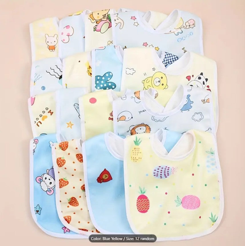 PACK OF 6 U-Shaped Absorbent Saliva Towel | Newborn Feeding Drool Bib & Burp Cloth Scarf for Boys & Girls-Random Color Baby Bib