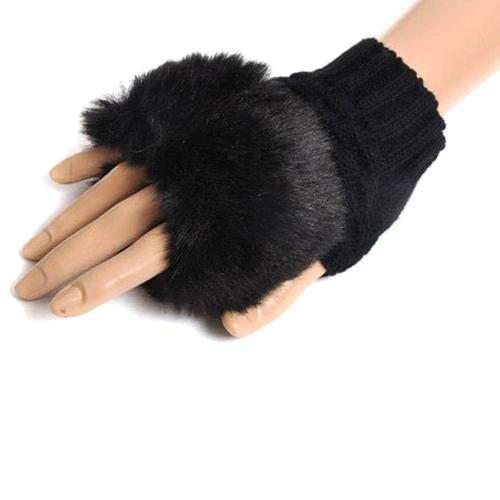 Women’s Plush Fleece-Lined Half-Finger Gloves