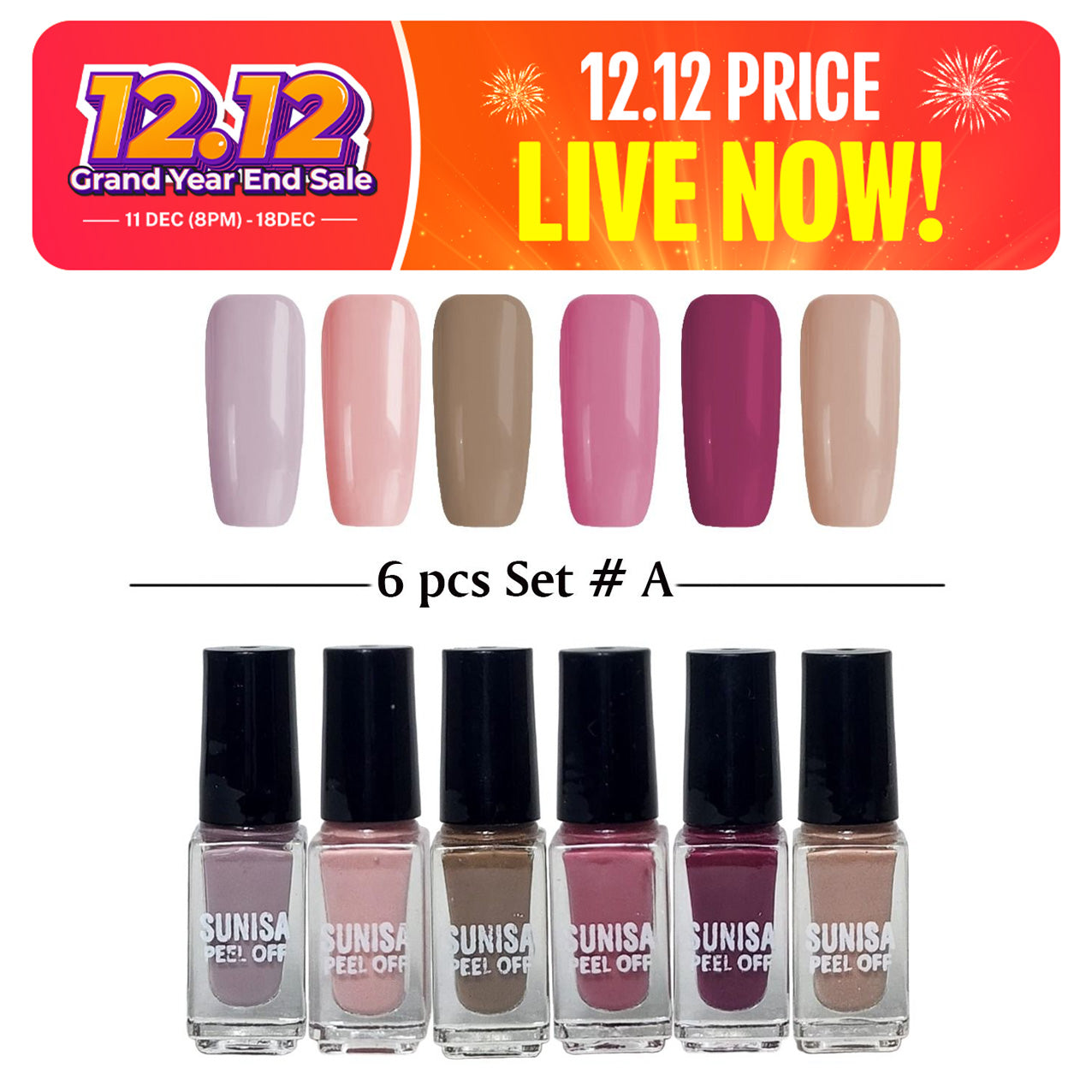 SUNISA 6 PCS Matte Liquid Peel Off Nail Polish