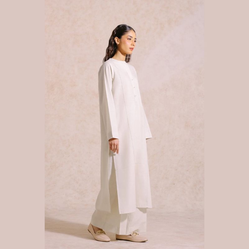 Unstitched White 2-Piece Dress for Women and Girls