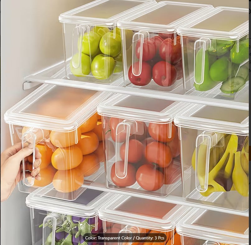 Fridge Organizer Fresh Spacer Layer – Pull-Out Storage Rack Drawer Basket with Lid & Handle | Refrigerator & Freezer Drawer Box | Kitchen Organizer for Fruits, Vegetables & Food Storage