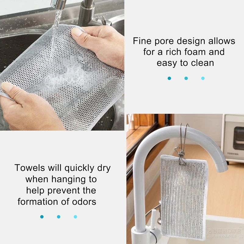 Magic Dishcloth – Metal Wire Cleaning Cloth for Kitchen, Pots & Silver Dish Washing
