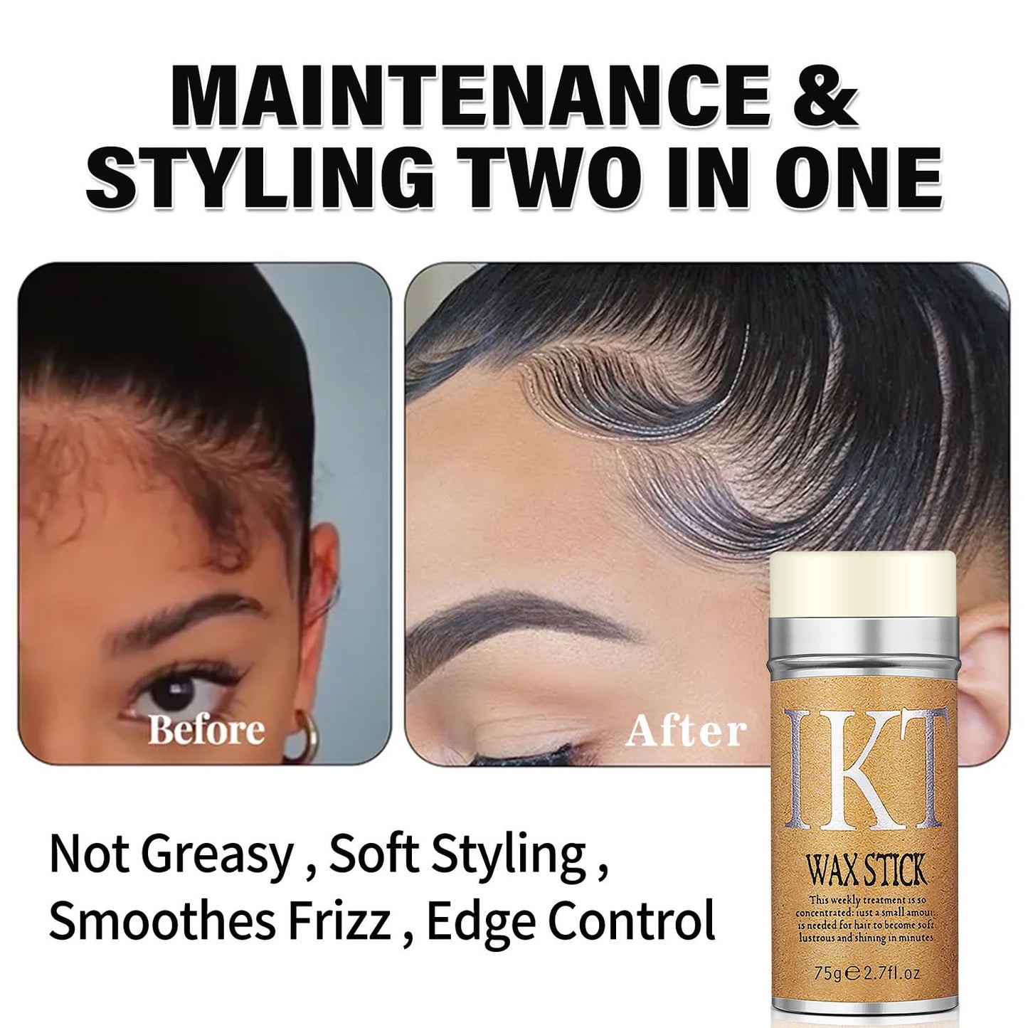 Pack Of 2 IKT Hair Gel Wax Stick | Gel-Based Hair Styling Wax for Women & Kids