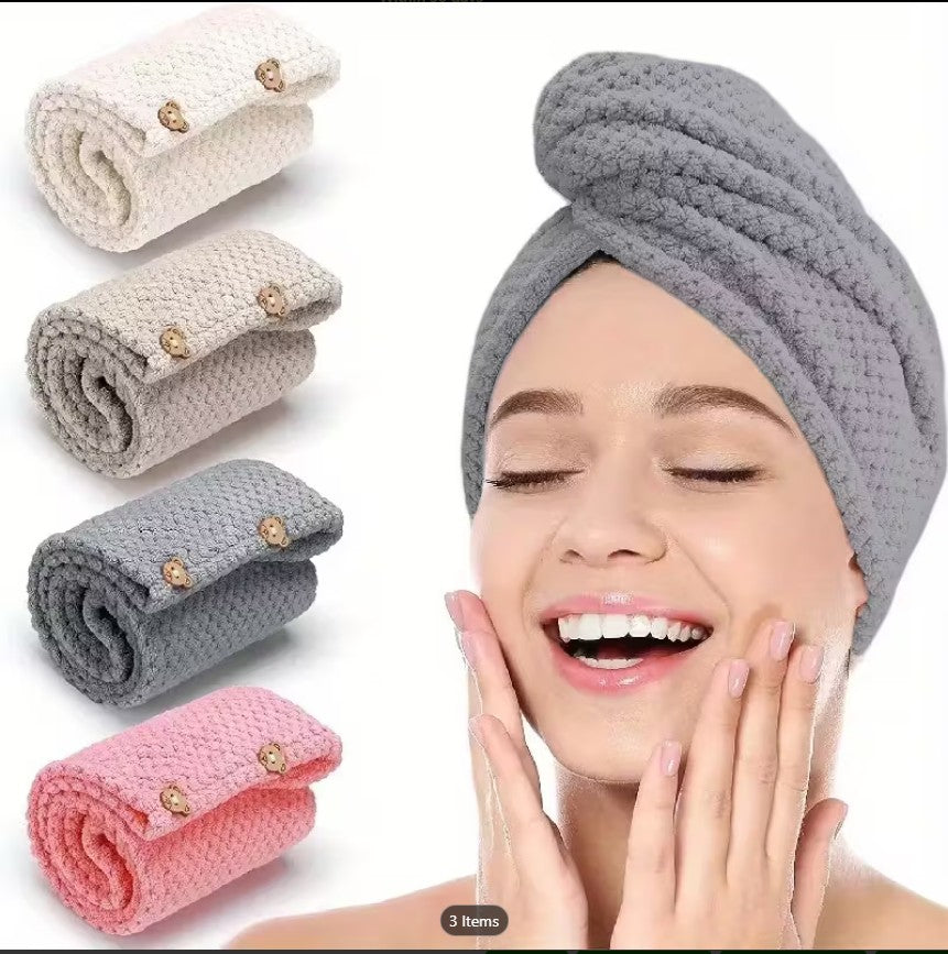 Quick-Dry Microfiber Hair Towel – Ultra Soft Turban Head Wrap for Women