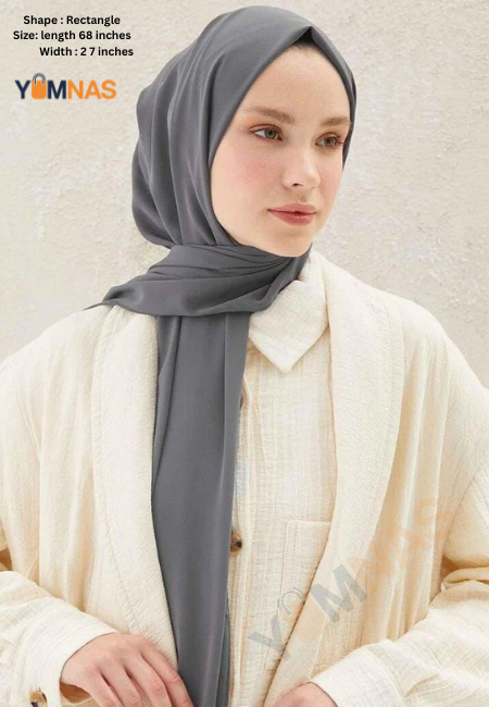 METALLIC GREY Luxury Chiffon Hijab for Women & Girls – Lightweight, Elegant, Non-Slip Georgette Scarf | Free Gift Included