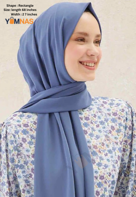 DENIM BLUE Luxury Chiffon Hijab for Women & Girls – Lightweight, Elegant, Non-Slip Georgette Scarf | Free Gift Included
