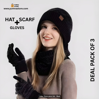 3PCS Winter Hat & Scarf Set for Women