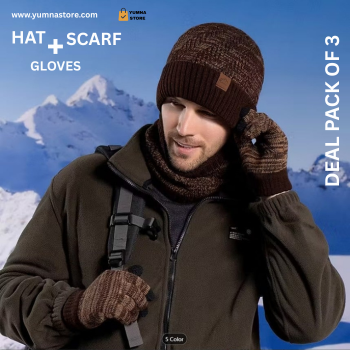 3PCS Winter Hat & Scarf Set for Women