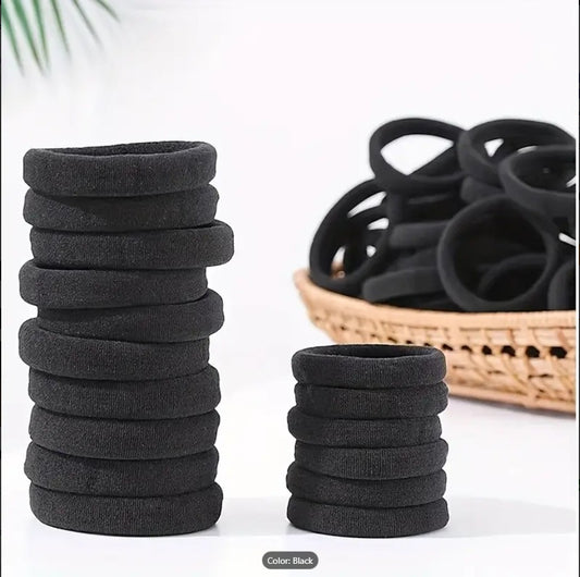 6 Pcs Black High-Elasticity Seamless Hair Ties for Women