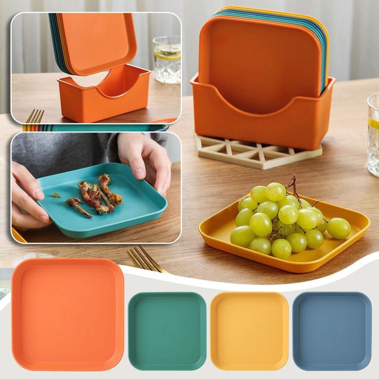 10Pcs Multi-function Spit Bone Dish Household Food Grade Plastic Spit Bone Dish Round Square Set Dining Table Side Plate