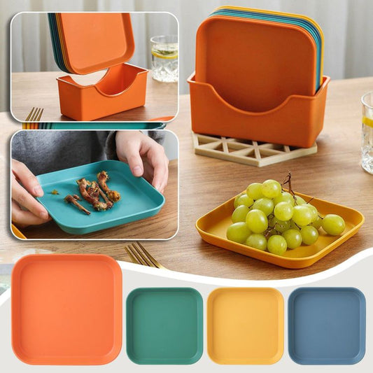 10Pcs Multi-function Spit Bone Dish Household Food Grade Plastic Spit Bone Dish Round Square Set Dining Table Side Plate